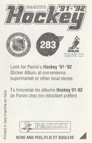 1991-92 Panini Hockey Stickers #283 Jan Erixon Back