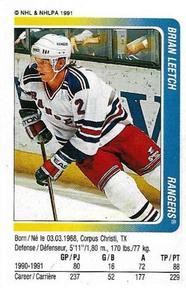 1991-92 Panini Hockey Stickers #284 Brian Leetch Front