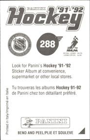 1991-92 Panini Hockey Stickers #288 Bernie Nicholls Back