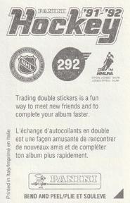 1991-92 Panini Hockey Stickers #292 Mike Gartner Back
