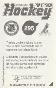 1991-92 Panini Hockey Stickers #295 Troy Mallette Back