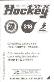 1991-92 Panini Hockey Stickers #318 Adam Burt Back