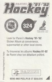 1991-92 Panini Hockey Stickers #324 Luc Robitaille Back