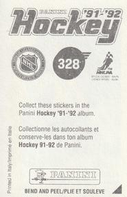 1991-92 Panini Hockey Stickers #328 Mike Vernon Back