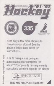 1991-92 Panini Hockey Stickers #335 Ray Bourque Back
