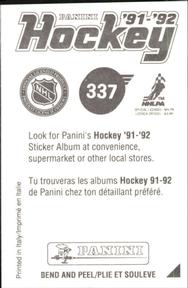 1991-92 Panini Hockey Stickers #337 Ed Belfour Back