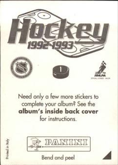 1992-93 Panini Stickers #1 Stanley Cup Back