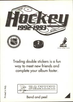 1992-93 Panini Hockey Stickers #2 Chicago Blackhawks Logo Back