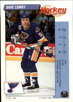 1992-93 Panini Hockey Stickers #21 Dave Lowry Front