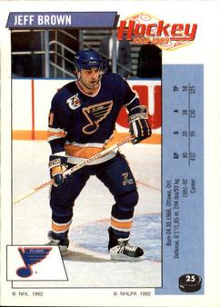 1992-93 Panini Hockey Stickers #25 Jeff Brown Front
