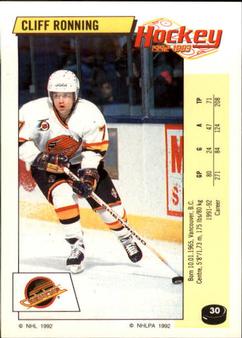1992-93 Panini Hockey Stickers #30 Cliff Ronning Front