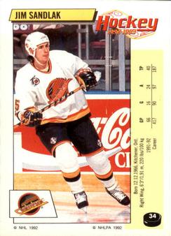 1992-93 Panini Hockey Stickers #34 Jim Sandlak Front