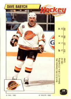 1992-93 Panini Hockey Stickers #35 Dave Babych Front