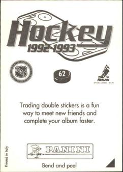 1992-93 Panini Hockey Stickers #62 Los Angeles Kings Logo Back