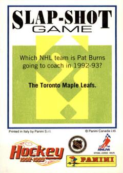 1992-93 Panini Hockey Stickers #79 Wendel Clark Back