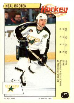 1992-93 Panini Hockey Stickers #89 Neal Broten Front