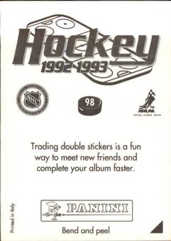 1992-93 Panini Hockey Stickers #98 Edmonton Oilers Logo Back