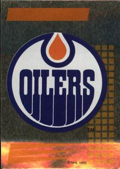 1992-93 Panini Hockey Stickers #98 Edmonton Oilers Logo Front