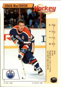 1992-93 Panini Hockey Stickers #101 Craig MacTavish Front