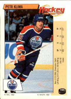 1992-93 Panini Hockey Stickers #105 Petr Klima Front