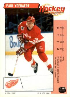 1992-93 Panini Hockey Stickers #118 Paul Ysebaert Front