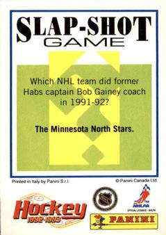 1992-93 Panini Hockey Stickers #125 Brian Mullen Back