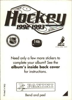 1992-93 Panini Hockey Stickers #146 Montreal Canadiens Logo Back