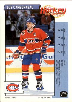 1992-93 Panini Hockey Stickers #149 Guy Carbonneau Front