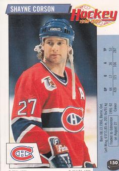 1992-93 Panini Hockey Stickers #150 Shayne Corson Front