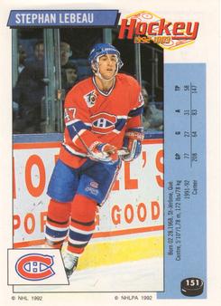 1992-93 Panini Hockey Stickers #151 Stephan Lebeau Front
