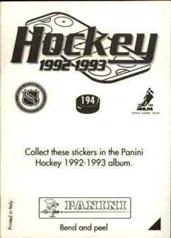 1992-93 Panini Hockey Stickers #194 New York Islanders Logo Back