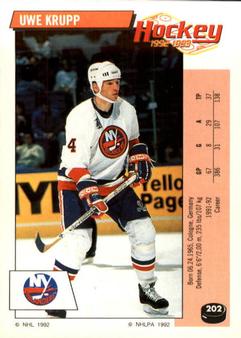 1992-93 Panini Hockey Stickers #202 Uwe Krupp Front