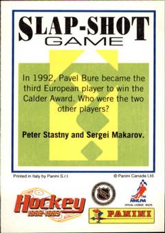 1992-93 Panini Hockey Stickers #214 Stephane Morin Back