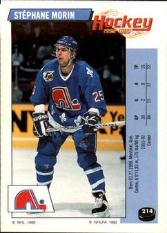 1992-93 Panini Hockey Stickers #214 Stephane Morin Front