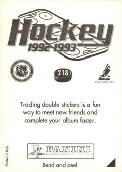 1992-93 Panini Hockey Stickers #218 Pittsburgh Penguins Logo Back