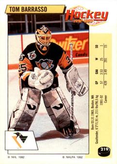 1992-93 Panini Hockey Stickers #219 Tom Barrasso Front