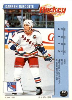 1992-93 Panini Hockey Stickers #235 Darren Turcotte Front