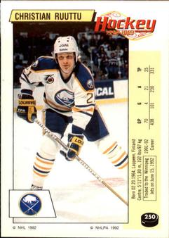 1992-93 Panini Hockey Stickers #250 Christian Ruuttu Front