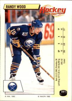 1992-93 Panini Hockey Stickers #251 Randy Wood Front