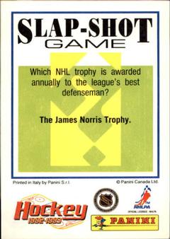 1992-93 Panini Hockey Stickers #277 Patrick Roy Back