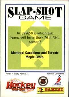 1992-93 Panini Hockey Stickers #281 Kevin Stevens Back