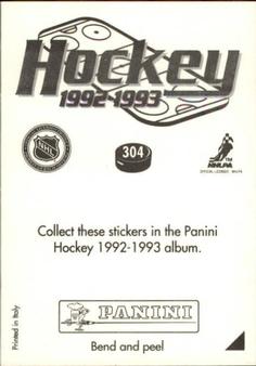 1992-93 Panini Hockey Stickers #304 Hart Trophy Back