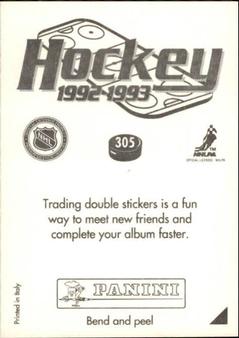 1992-93 Panini Hockey Stickers #305 Lady Byng Trophy Back