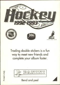 1992-93 Panini Hockey Stickers #306 Norris Trophy Back