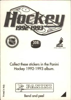 1992-93 Panini Hockey Stickers #308 Vezina Trophy Back