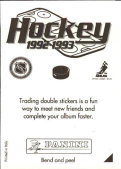 1992-93 Panini Hockey Stickers #E Luciano Borsato Back