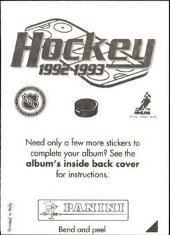 1992-93 Panini Hockey Stickers #J Nicklas Lidstrom Back