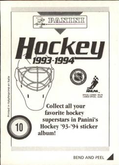 1993-94 Panini Hockey Stickers #10 Ray Bourque Back