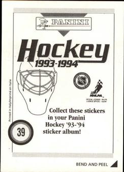 1993-94 Panini Stickers #39 Bernie Nicholls Back