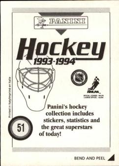 1993-94 Panini Hockey Stickers #51 Pelle Eklund Back